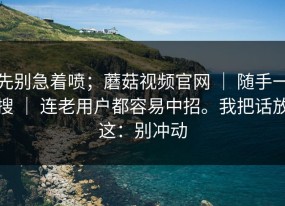 先别急着喷；蘑菇视频官网 ｜ 随手一搜 ｜ 连老用户都容易中招。我把话放这：别冲动