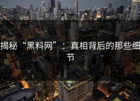 揭秘“黑料网”：真相背后的那些细节