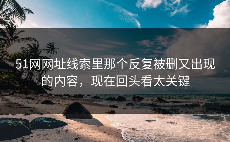 51网网址线索里那个反复被删又出现的内容,现在回头看太关键 51网网址线索里那个反复被删又出现的内容,现在回头看太关键